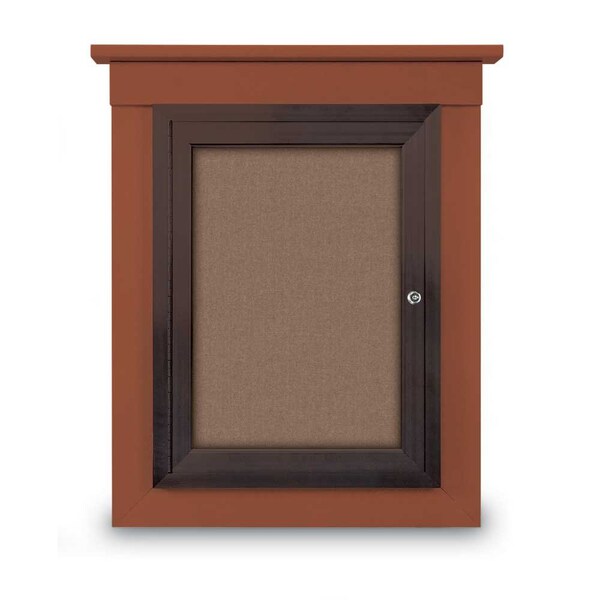 42"x32" 2-Door Enclosed Letterboard, Header, Green Felt/Cherry